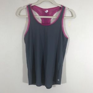 Fablectics workout tank top gray magenta sz small